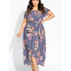 NWT City Chic floral maxi dress with off the shoulder neckline.